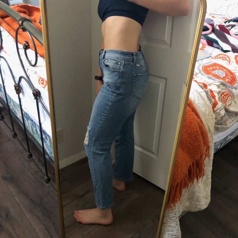 Boyfriend Ripped Jeans w/ Lace